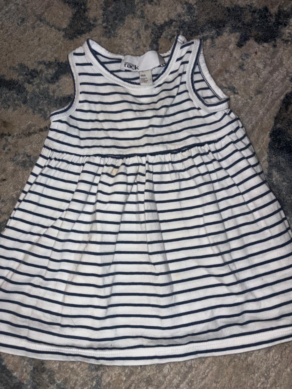 Nordstrom Kids White and Navy Striped Sleeveless Dress